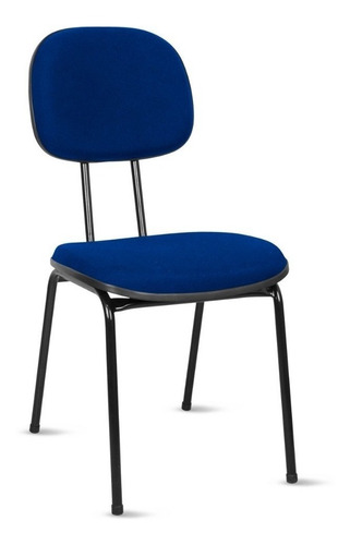 Cadeira De Escritório Loja Pegapega Secretária Em Base Palito Fixa  Azul-escuro Com Estofado De Couro Sintético