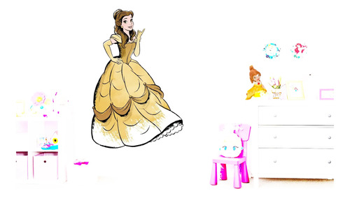 Vinilo Adhesivo Pared Princesas Disney 1,5mts Full Color