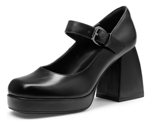 Tacones Mary Jane De Punta Cerrada Con Plataforma Alta Y Gru | Meses sin interés