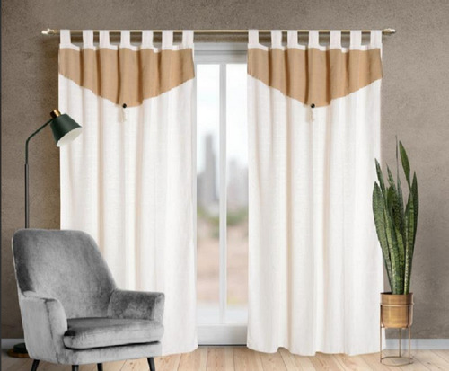 Cortinas Ambiente 2,20 M Alto Faldon Borla Boton Pres Agarr 