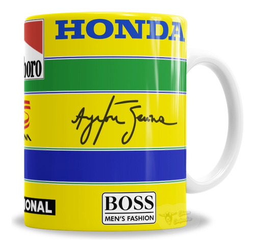 Taza De Cerámica Ayrton Senna Icónico Casco F1 - Con Caja