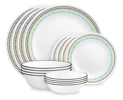 Corelle® Paloma - Juego De Vajilla De 16 Piezas, Servicio Pa