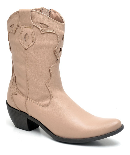 Bota Moda Country Coturno Montaria Hipismo Feminina Couro