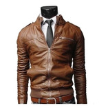 H Chamarra Vini Piel De Hombre Slim Fit Estilo Biker