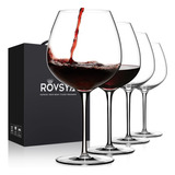 Rovsya Juego De 4 Copas De Vino Tinto, Grandes Copas De Cris