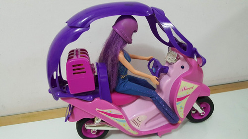 Moto Barbie Sonido Luces Casco Transportadora D Mascota 2002