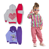 Kit 2 Conjuntos Moletom Infantil Feminino Inverno Menina