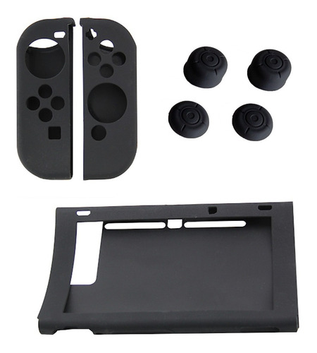 Kit Capas Silicone Nintendo Switch Tela + Joycon + 4 Grips 