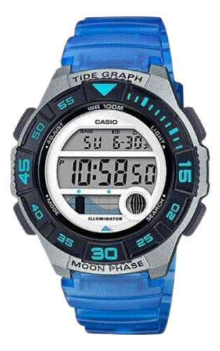 Reloj Mujer Casio Deportivo Azul Lws-1100h-2av Color Del Bisel Negro Color Del Fondo Gris