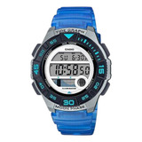 Reloj Mujer Casio Deportivo Azul Lws-1100h-2av Color Del Bisel Negro Color Del Fondo Gris