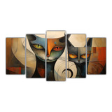 150x75cm Cuadros Gatos Abstractos Bastidor Madera Flores