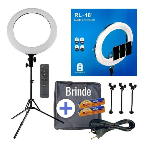 Anel Led 18  Luz Grande Iluminação C/ Tripé 2,1m + 3 Sup Ce 