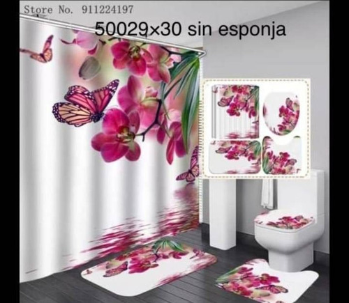 Juego De Baño Cortinas Impermeable Set De Baño Alfombras 