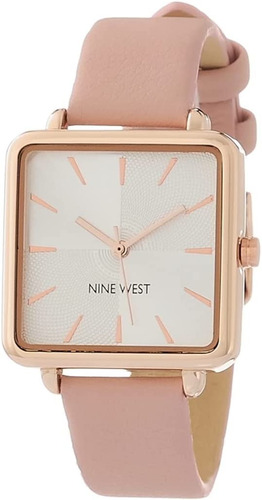 Reloj Mujer Nine West | Cuadrado 31 Mm | Nw/2670rgpk Color De La Correa Rosa Color Del Fondo Blanco