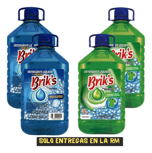 Pack De 4 Detergentes Liquido 5 Litros Briks En Colores