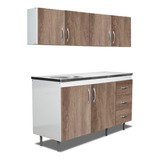 Muebles De Cocina Alacena Bajo Mesada Melamina Combo 1,40mts