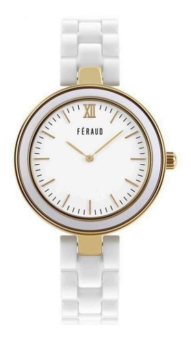 Reloj Feraud Mujer Cerámica Blanca Dorado F5536gd Meraki