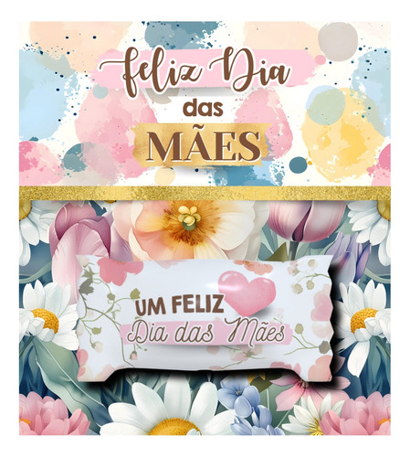 Kit 100 Balas Com Cartão Dia Das Mães Com Sua Logo