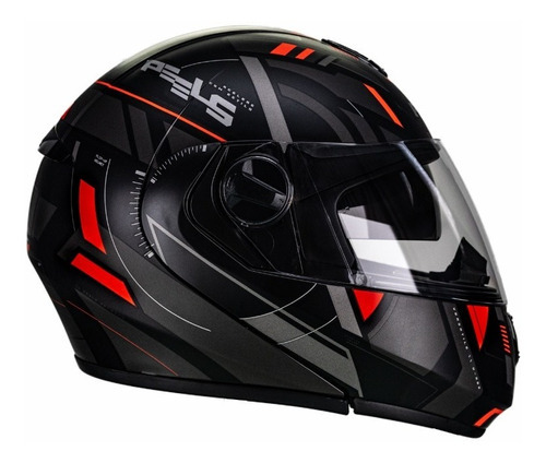 Capacete Peels Aberto Moto Com Oculos Interno Robocop Urban Tamanho Do Capacete 60 - G Cor Preto Fosco Com Vermelho