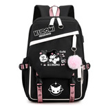 Mochila Escolar Kuromi Melody Peripheral De Gran Capacidad 3 Color 2023 Figure 2 Lying Black And White