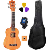 Ukulele Elétrico Shelby21m C Capa Simp. Afinador E Palhetas 