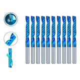 Kit 10 Brocas Fresa 1/8 Espiral 1 Flauta Blue N Cnc Router 