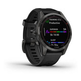 Reloj Smartwatch Fenix 7s Zafiro Solar Titanio Dlc Garmin Color Del Bisel Gris Carbón Con Correa Negra