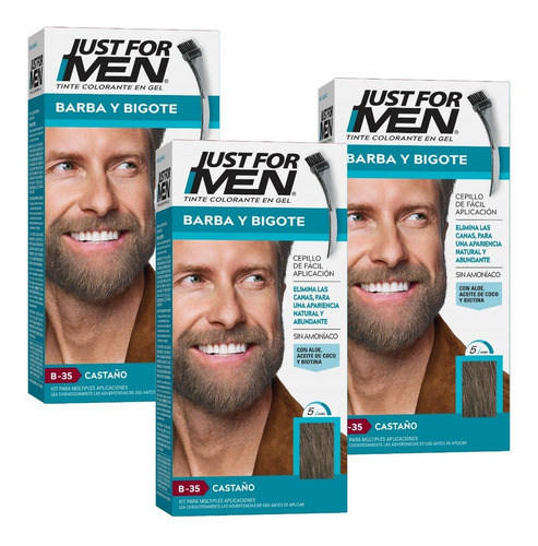 Just For Men Colorante Barba Y Bigote Cubre Canas Pack 3un