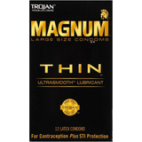 Trojan Magnum Thin Condón Delgado Tamaño L Grande 12 Pz