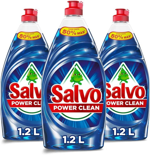 Salvo Lavatrastes Liquido Salvo Power Clean 3 Unidades 1.2lt