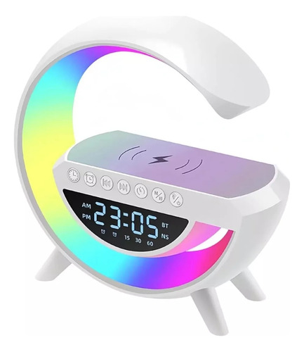 Parlante Bt Rgb Velador Led Cargador Inalámbrico Reloj 6en1