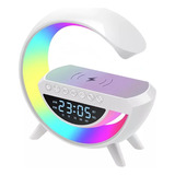 Parlante Bt Rgb Velador Led Cargador Inalámb Reloj 6en1 Full