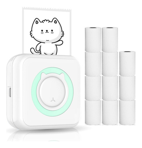 Mini Impresora De Papel Térmico Fotográfico+11 Rollos De Pap