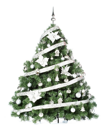 Arbol Navidad Patagonia Xl 1.50mt + Deco Plata Cybermonday