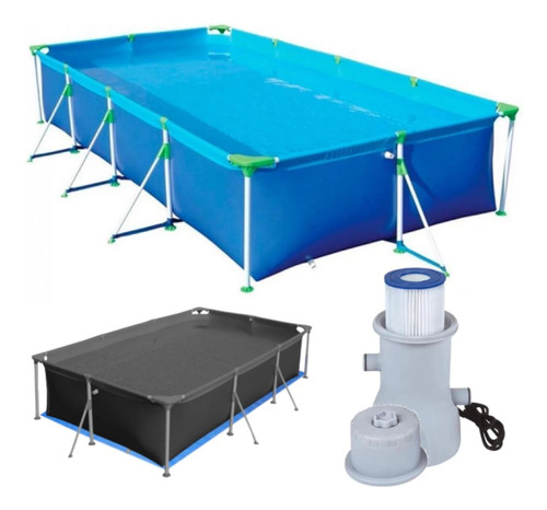 Kit Piscina Retangular 6200 Litros Premium + Forro + Bomba