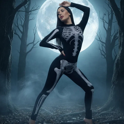 Disfraz Esqueleto, Body Calaca Calavera Para Mujer Halloween Dia De Muertos Monstruo Licra Parca Catrina  | Envío gratis