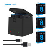 Kit De Batería Y Cargador Azuresea 3x Gopro Hero 8 7 6 5