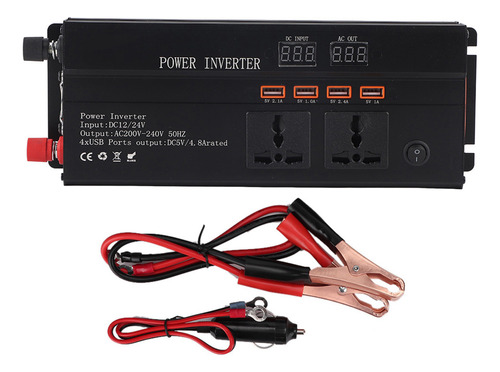 Inversor De Corriente Usb 4000w Dc 12/24v A Ac 220v Pantalla