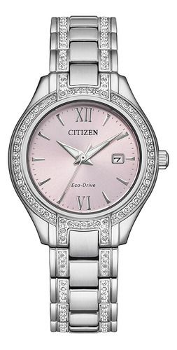 Reloj Citizen Dama Fe1230-51x Ecodrive Dial Rosa Cristales