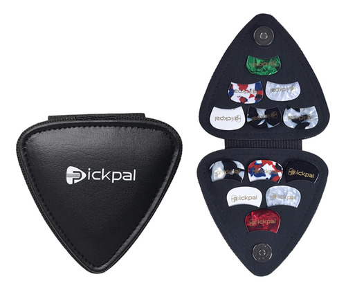 Estuche Pickpal Para Púas De Guitarra Con 12 Púas De Cuero Y