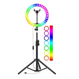 Aro De Luz Led 26cm Rgb(color) + Tripode Ajustable 2m Tiktok