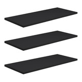 Kit 3 Prateleiras 120x20 Preto Mdf Grátis Suporte 120203p 