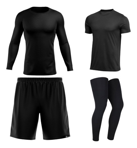 Kit 4pçs: Shorts +pernito +camisa M Longa Uv+50 +manga Curta