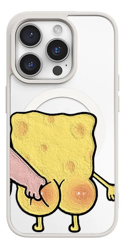 Funda Magnética Con Bob Esponja Para iPhone 17 Pro Max 16 16e 15 14 13 11 Plus 12 Mini Air Carcasa-blanco