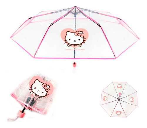 Paraguas Transparente De Hello Kitty 