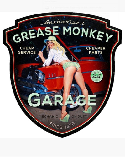 Placa Grease Monkey Vintage Decorativa Pared
