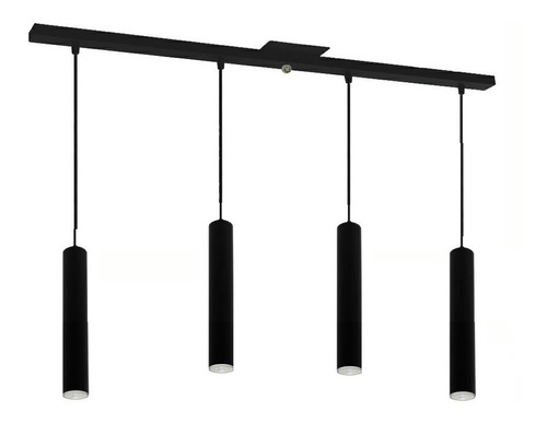 Base Con 4 Colgante Tubo Blanco Negro 20 Cm Dicroica Led 7w