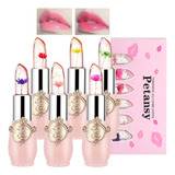 Petansy Juego De 6 Lápices Labiales Con Diseño De Flor De.