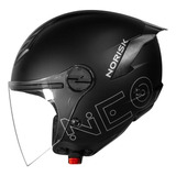 Capacete Feminino Aberto Norisk Neo Monocolor Preto Fosco