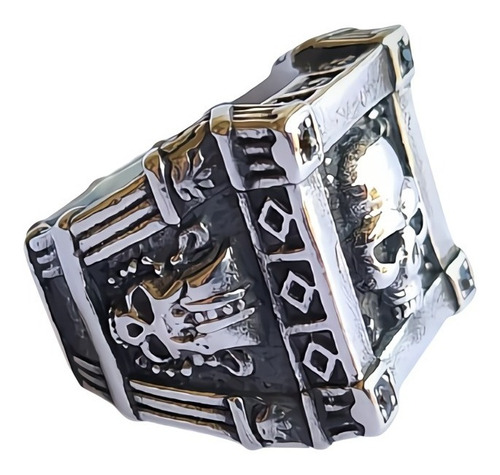 Anillo Grande Cráneo Color Plata Calavera Skull Para Hombre